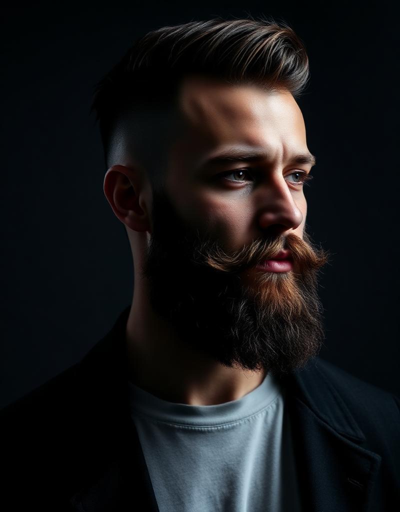 Undercut com barba cheia